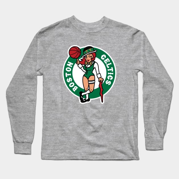 Boston Lady Celtics Long Sleeve T-Shirt by Carl Cordes